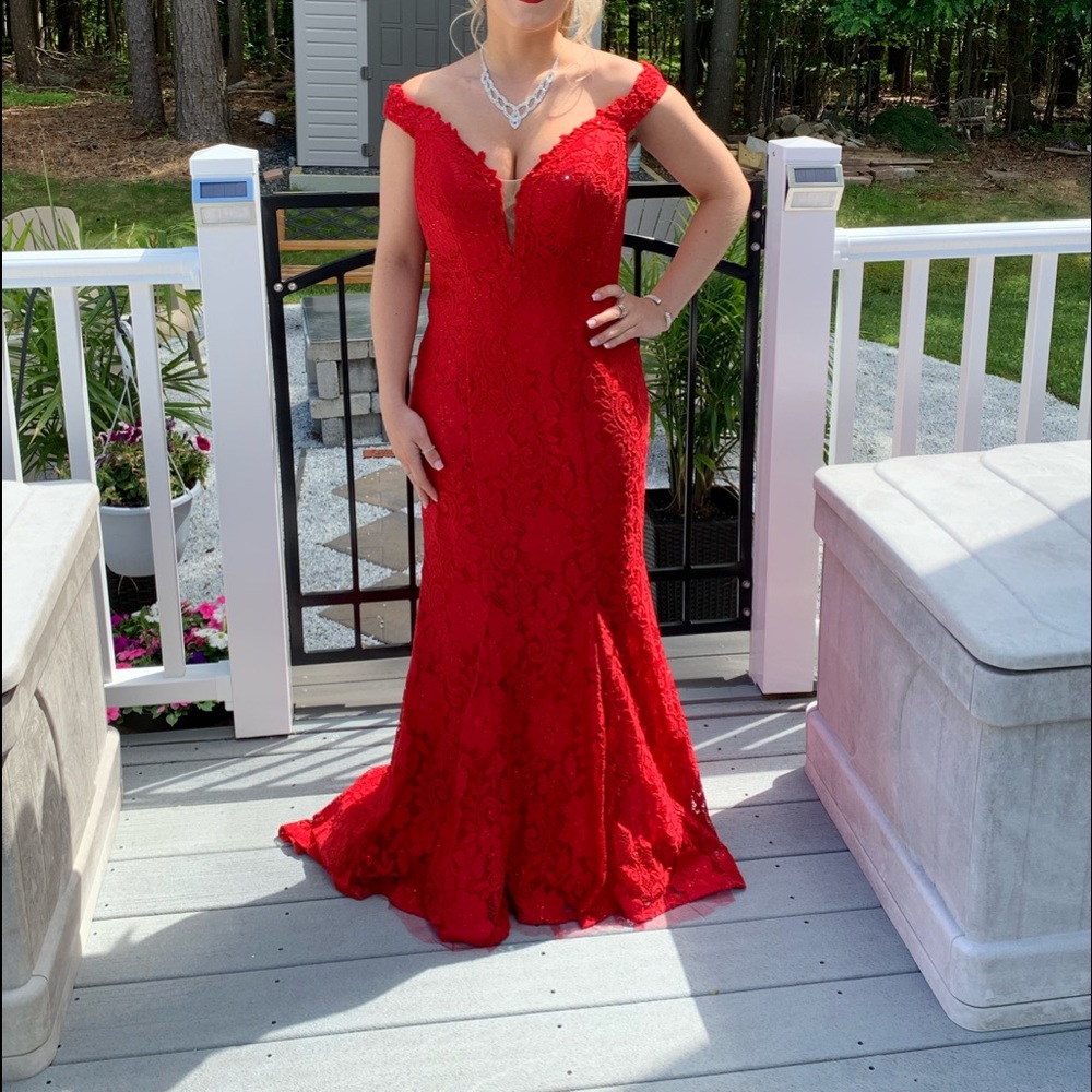 Red lace gown